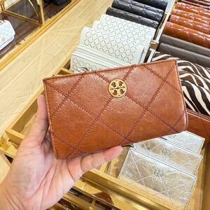 Tory Burch Willa Medium Wallet 171596 Leather Dark Whiskey $250